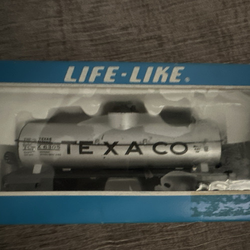 Coche cisterna Life-Like HO Texaco 06305 plateado/negro tema de transporte analógico | Condition: Used