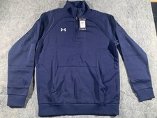 NWT Men's Under Armour Armour Rival Fleece 1/4 Zip Pullover Navy Blue NEW