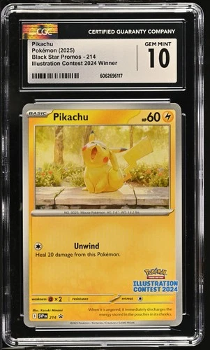 Pikachu Illustration Contest 2024 Winner Black Star Promos 214 NM CGC 10
