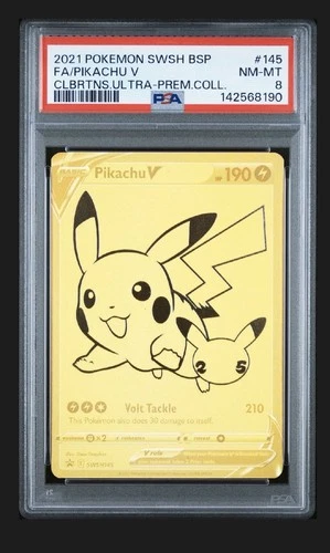 Pokemon Pikachu V SWSH145 Gold Promo PSA 8 Celebrations Ultra Premium Collection