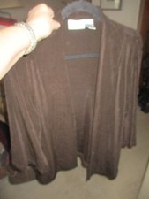 Chico's Travelers Slinky Brown easycare Cardigan open front 3/4 slv m l 2
