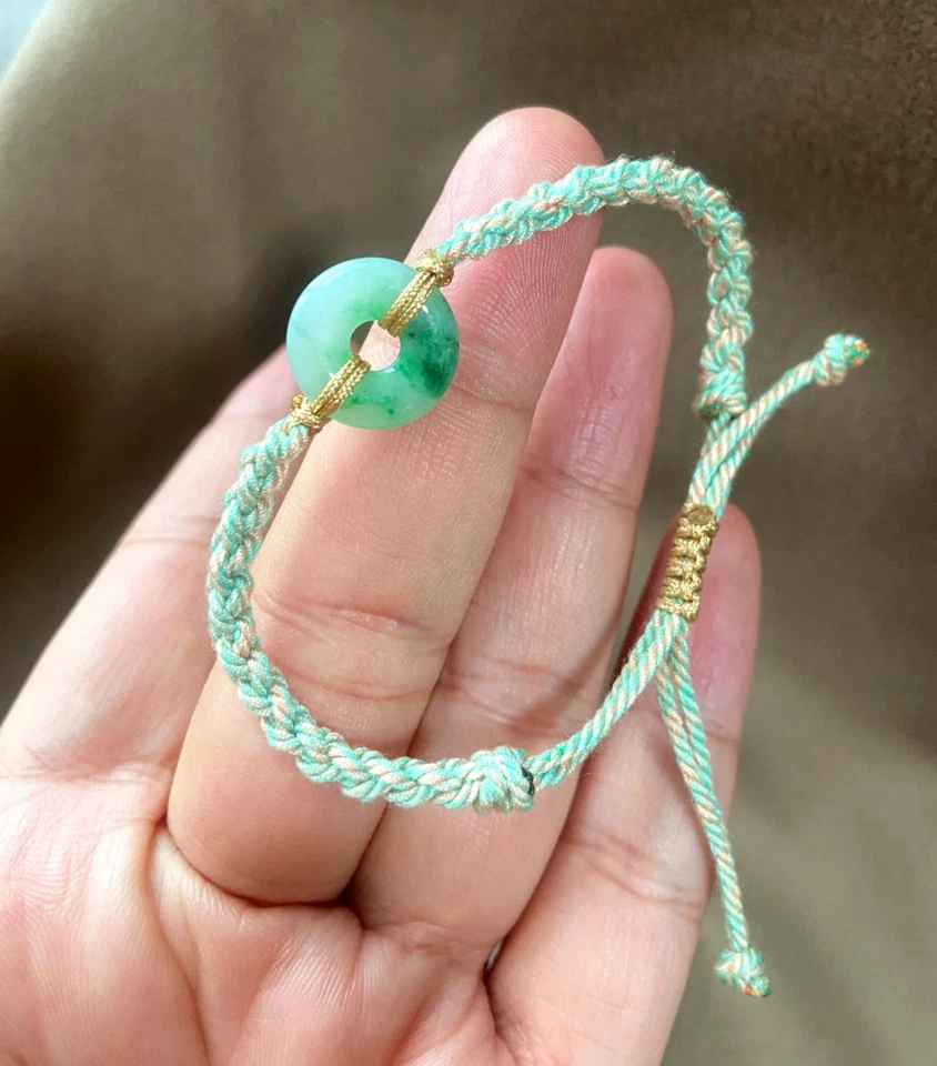 Сертифицированные браслеты класса А из нефрита жадеита ледяного зеленого пончика натуральные необработанные - Изображение 3 из 4