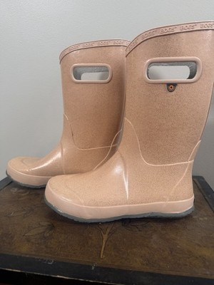 Bogs Boots Rose Gold Glitter Rain boot Sz Youth 6/ 39 EU