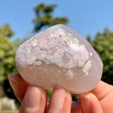 82G Natural Black Cherry blossom agate heart-shaped quartz crystal Healing