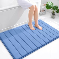 OLANLY Memory Foam Bath Mat 44x32, Super Soft 44" X 32", Cornflower Blue
