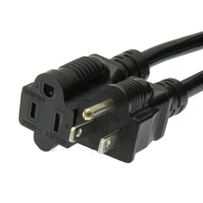 3ft Standard Power Extension Cord (NEMA 5-15P to 5-15R Plug 16AWG  Black