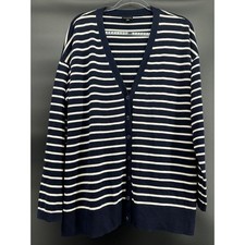 Talbots Striped Split Hem Cardigan SweaterLar...
