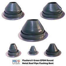 Flashers Green EPDM Round Metal Roof Pipe Flashing Boot (Size#1-9) Made in USA