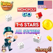 Monopoly Go Sticker 1star , 2star , 3star , 4star , 5star 🔥 🔥 🔥 SUPER FAST⚡⚡