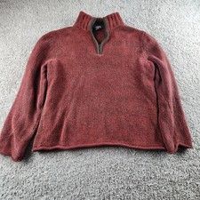 J Jill Red Marled Textured Quarter Zip Pullover Sweater Women's Medium