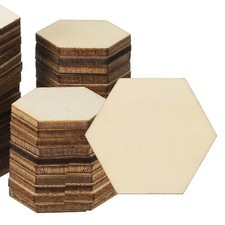 20mm Wood Pieces, 50 Pack Unfinished Hexagonal Wood Shapes Blank Wooden Cutouts