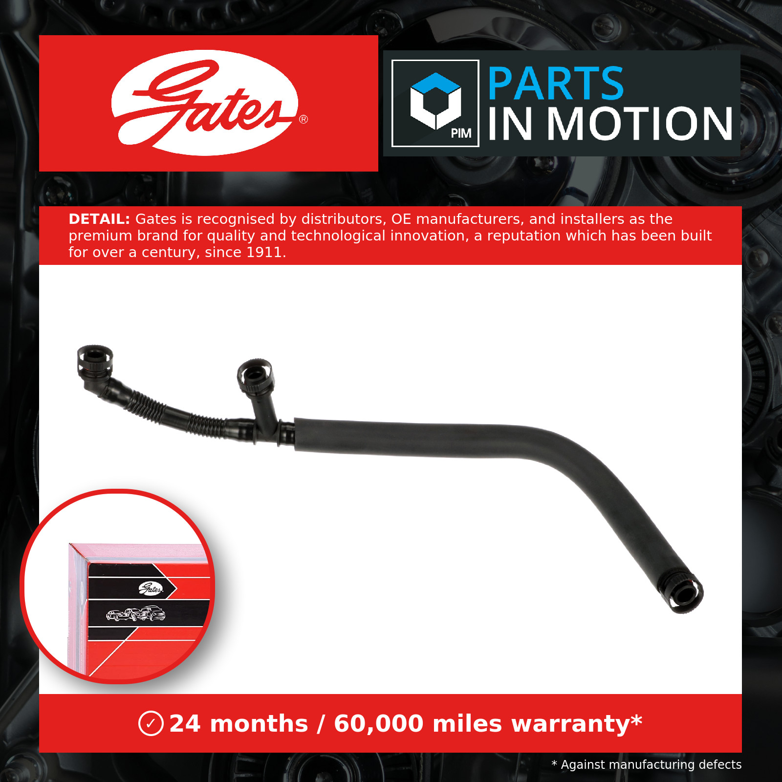 Crank Case Breather Pipe Hose fits BMW 530 3.0 06 to 13 N53B30A Gates Quality