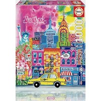 Educa Borras Illustriertes Puzzle Mit 1000 Teilen CAR-PINTOS-NEW-YORK