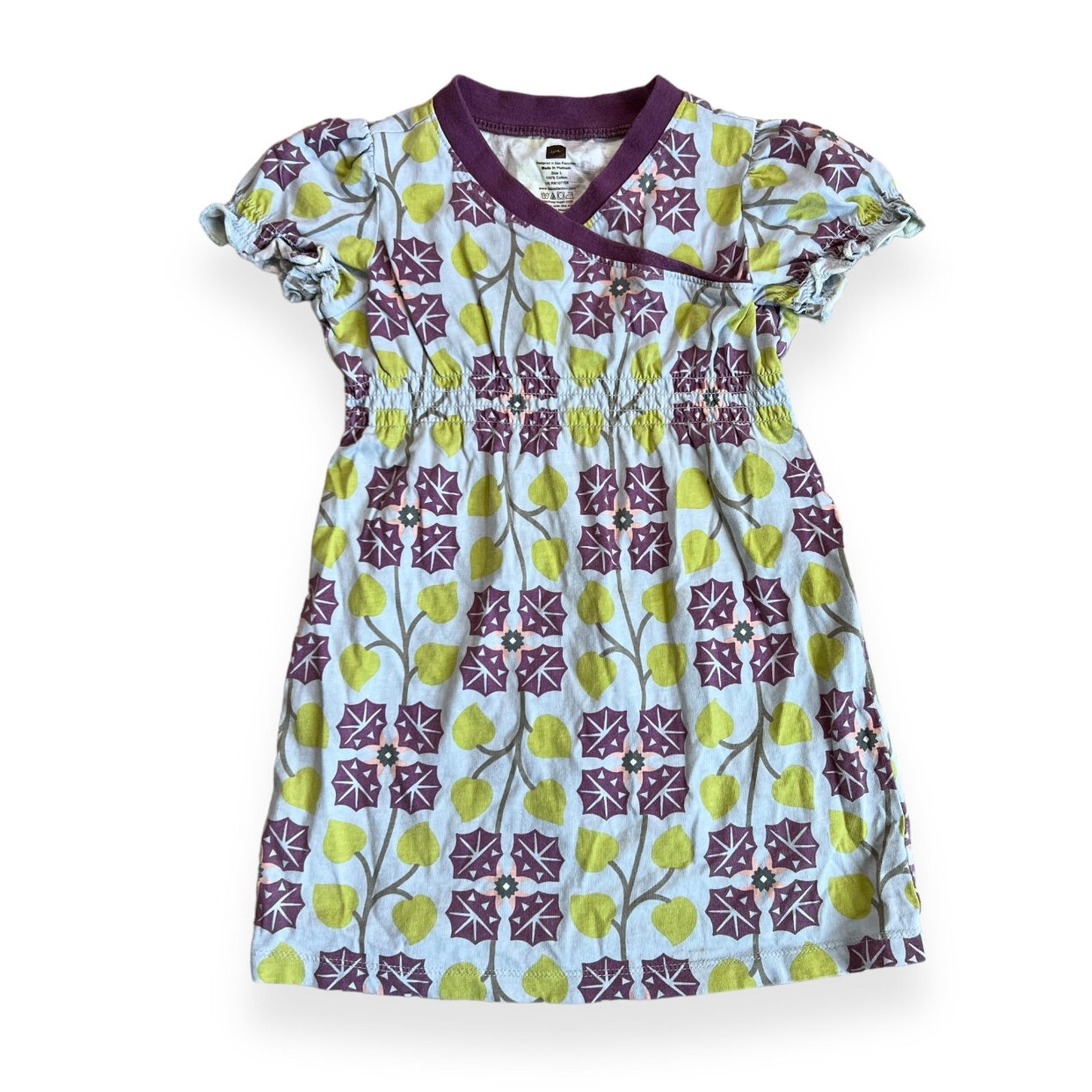 Tea Collection Campanillas Wrap Neck Dress Cotton Girls 3