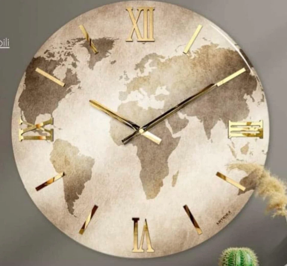 Orologio Da Parete, Soggiorno, Cucina, Moderno,Effetto Marmo, Base Legno, Lavora - Immagine 3 di 4