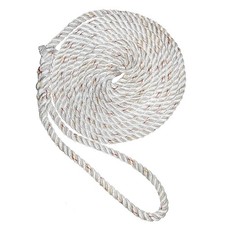 New England Ropes 3/4" X 50' Premium Nylon 3 Strand Dock Line - White w/Trac