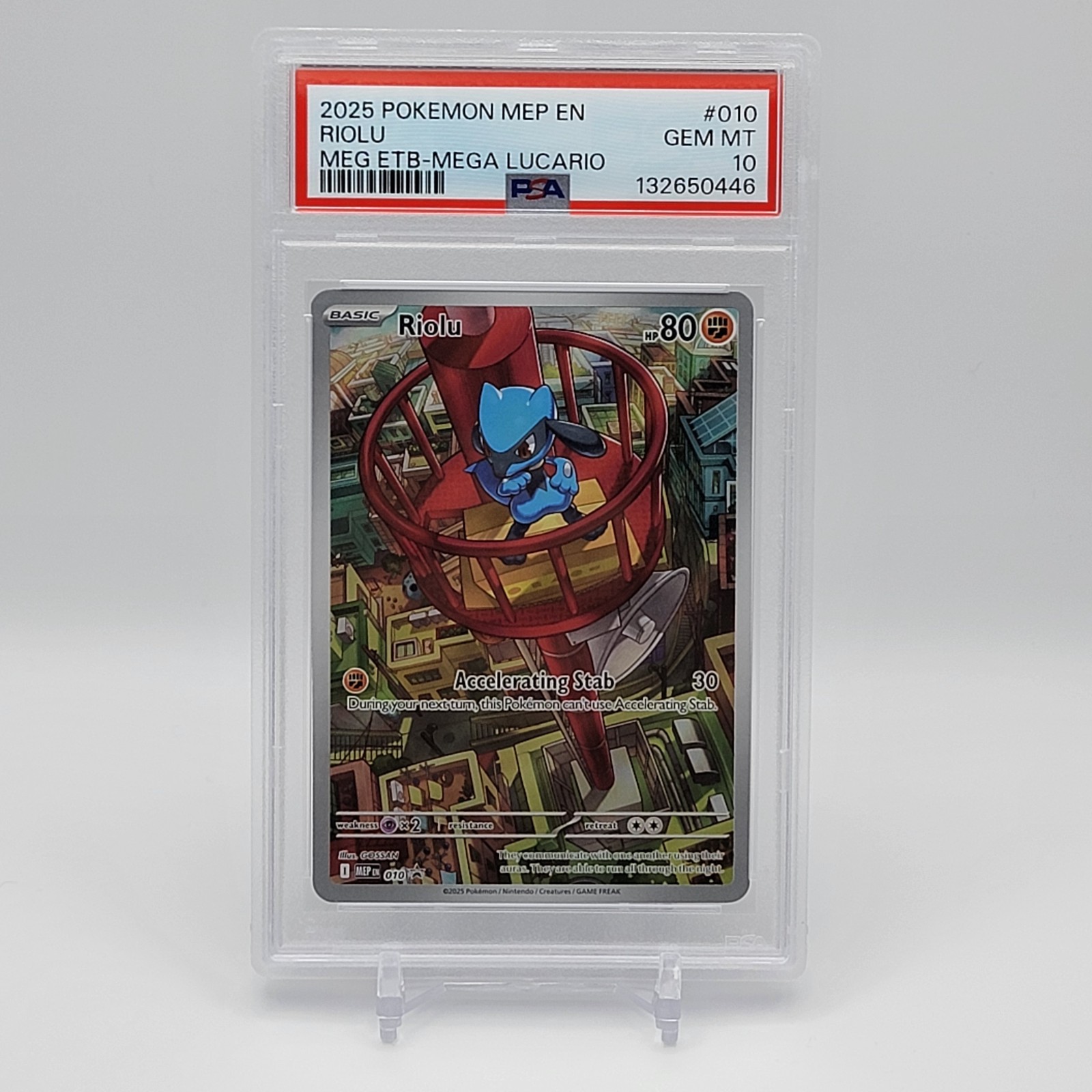 Pokemon 2025 Mega Evolution: Riolu 010  Black Star Promo PSA 10 GEM MT 💎