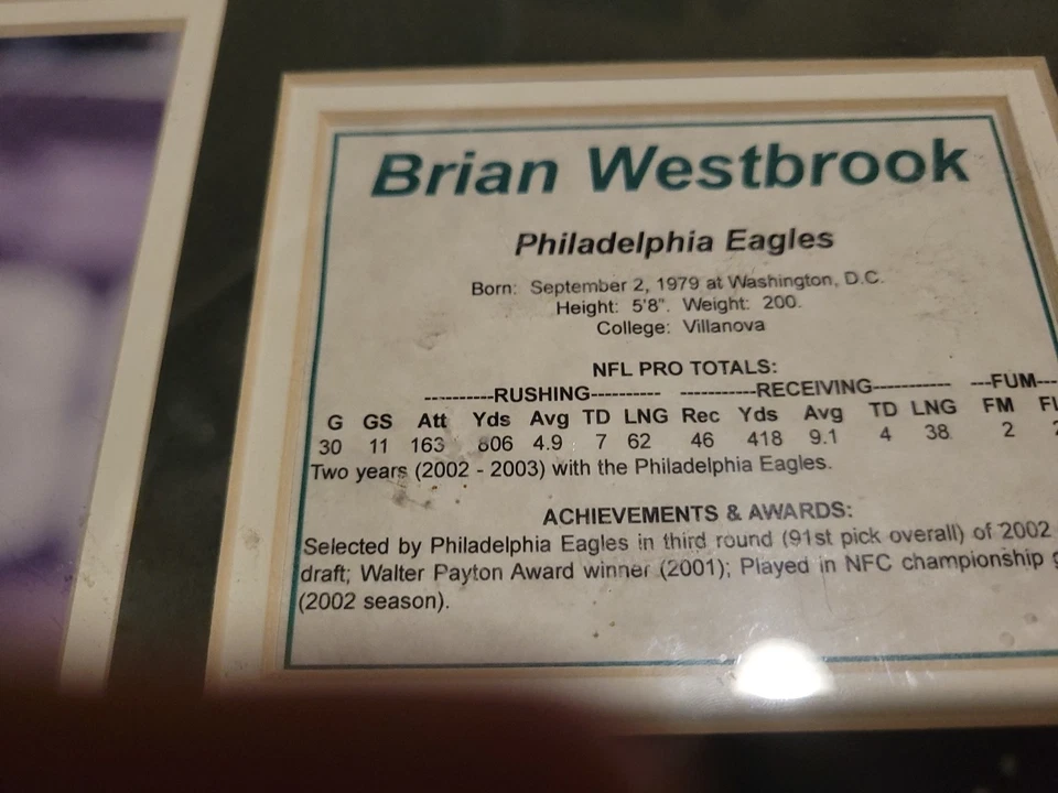Placa estatística Brian Westbrook - Philadelphia Eagles - Novo preço mais baixo!! - Imagem 3 de 3