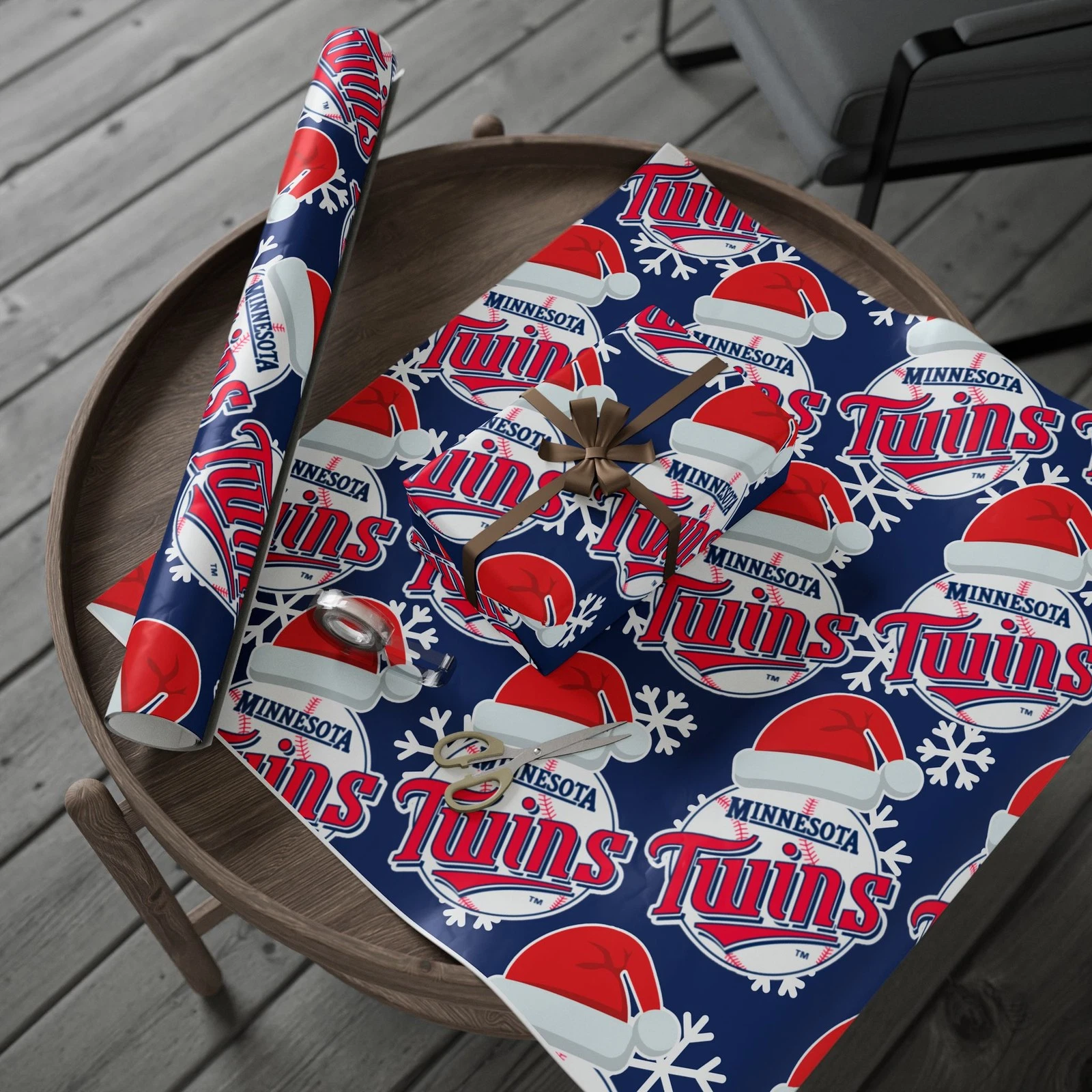Minnesota Twins Wrapping Papers, Christmas Gift Wrap, Baseball Team Holiday