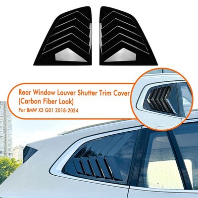 Rear Window Side Louver Shutter Trim Cover Decor For BMW X3 G01 2018-2024 Black