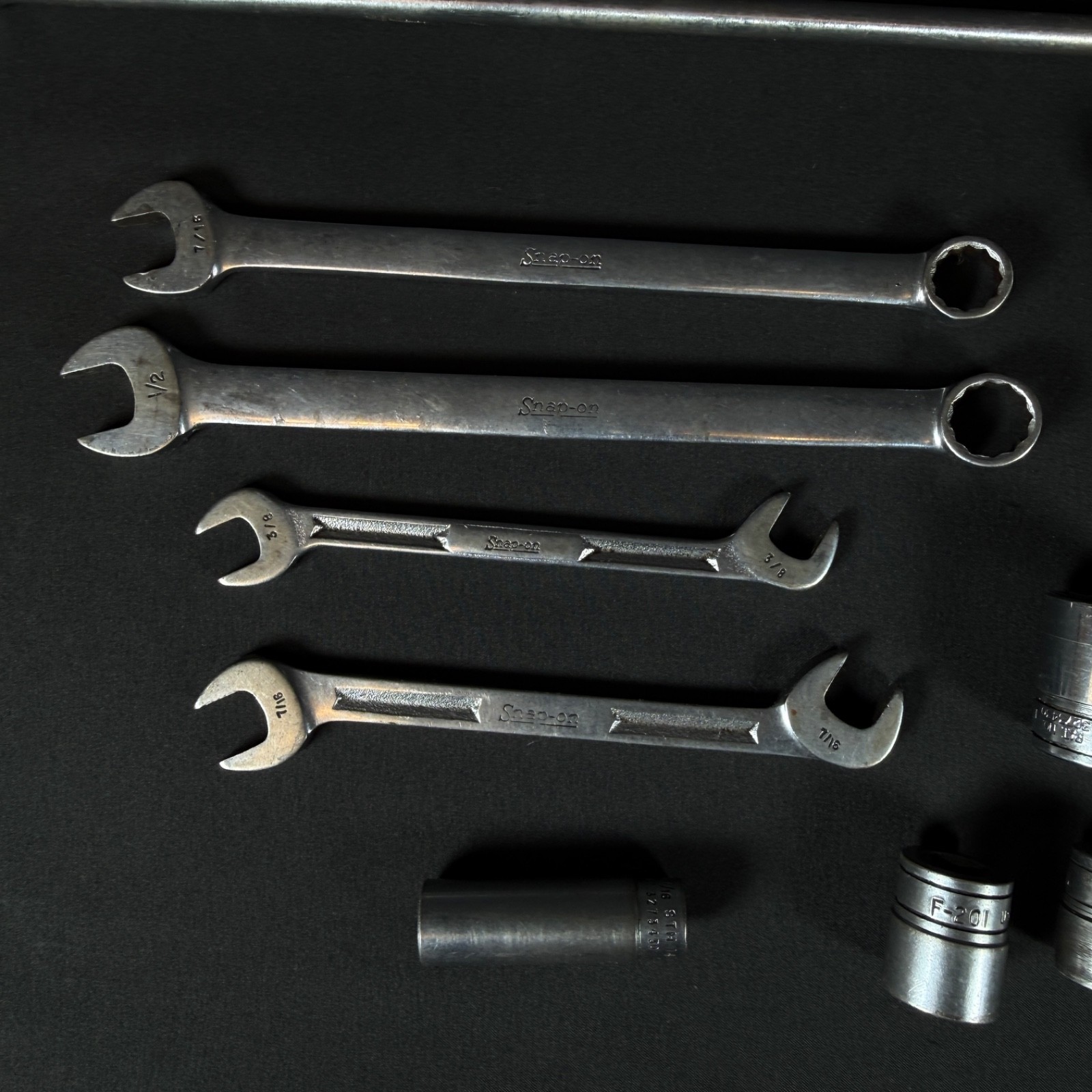 Snap-on Tools Lot 14 pc - Ratchet, Extensions, Sockets, Wrenches USA vintage