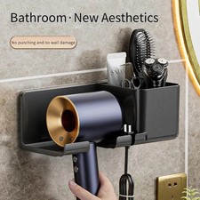 Wall Mounted Hair Dryer Holder Bathroom Accessories Organizer Shelf Straightener