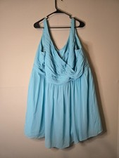 Davids Bridal Light Blue Bridesmaid Dress Sleeveless Sz 26 Ruffle Dress Wedding