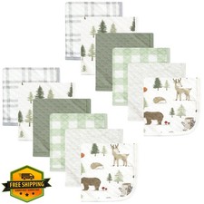 Hudson Baby Quilted Cotton Washcloths Forest Animals Unisex One Size