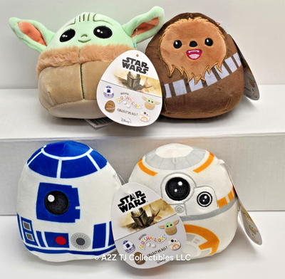 Squishmallows Star Wars Plush Set R2-D2 Droid Chewbacca Wookie BB