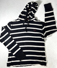 American Eagle Hoodie Small Petite Striped Navy Blue Pullover Drawstring