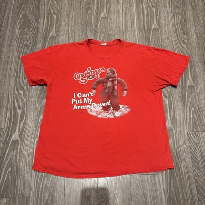 Vtg A Christmas Story Shirt Mens Xl Red I Can't Put My Arms Down Graphic Tee