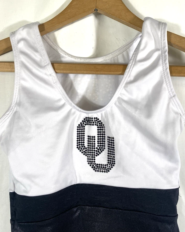 OU University Oklahoma Sooners Gymnastics Leotard Athlete Worn Small White Beads - Image 4 of 4