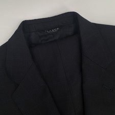 Jos a Bank Signature Collection Suit Mens 43R 100 Wool Blue Windowpane 36x30