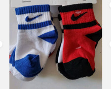 NIKE 6pk lightweight ankle socks 6-pair Infant Toddler socks Blue White Red