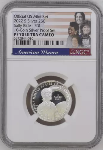 :2022-S S25C WASHINGTON AMERICAN WOMAN SALLY RIDE SILVER NGC PF70UC FDI RARE R5