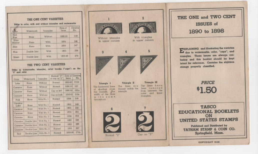 The One & TwoCent Issues of 18901898, Tasco 1938 Educational Booklet