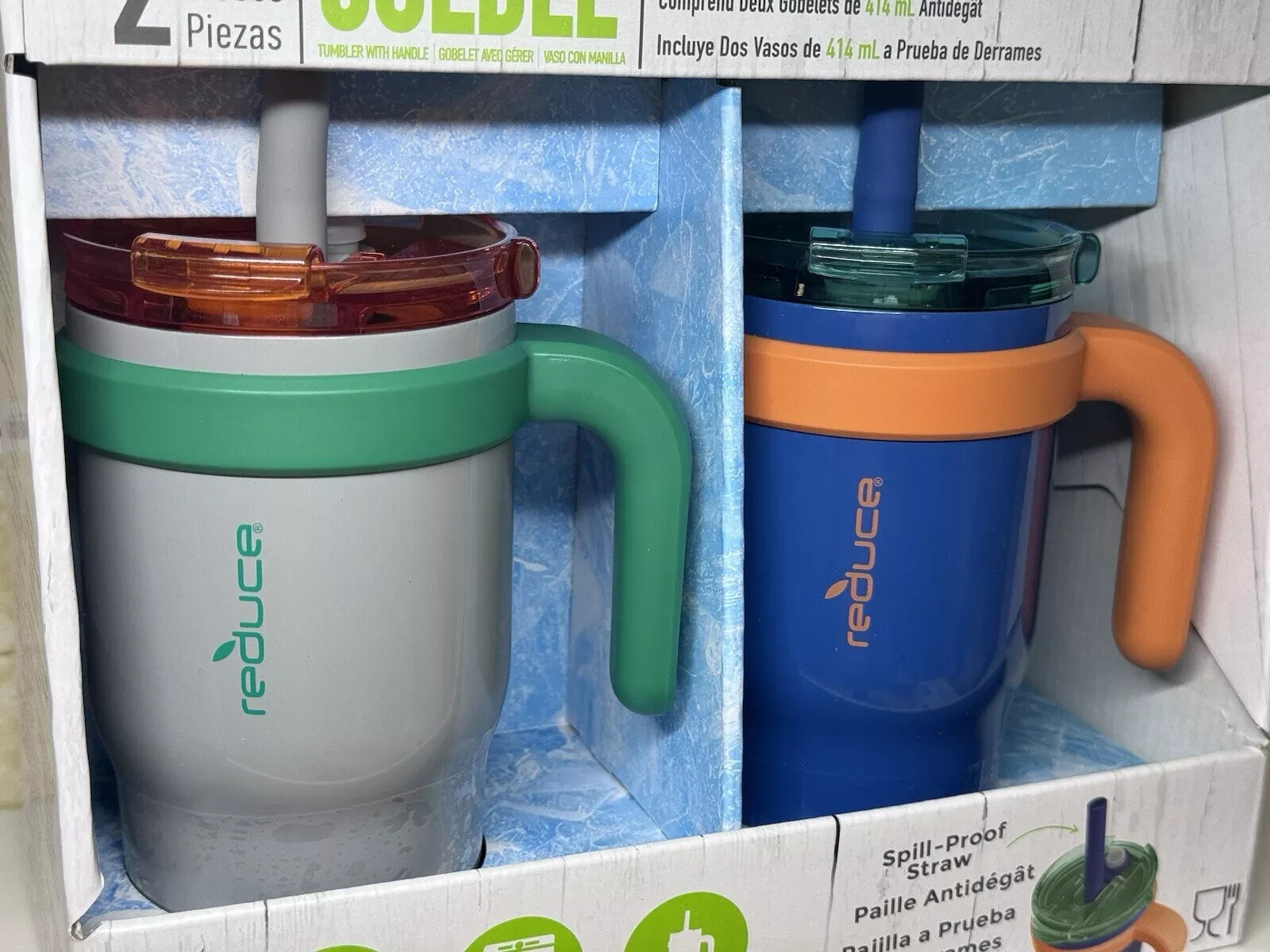 Reduce Coldee Reduce Coldee 14oz Stainless Steel Kids Tumblers with Handles, 2-pack ...