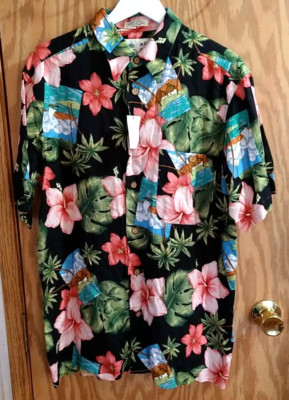 M.E. Sport Brand Hawaiian Style Shirt MED  VTG Short Sleeve Button Up NEW Rayon