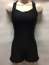 CAPEZIO 10985W Baku Unitard Biketard Coal Black Nylon Spandex Ladies