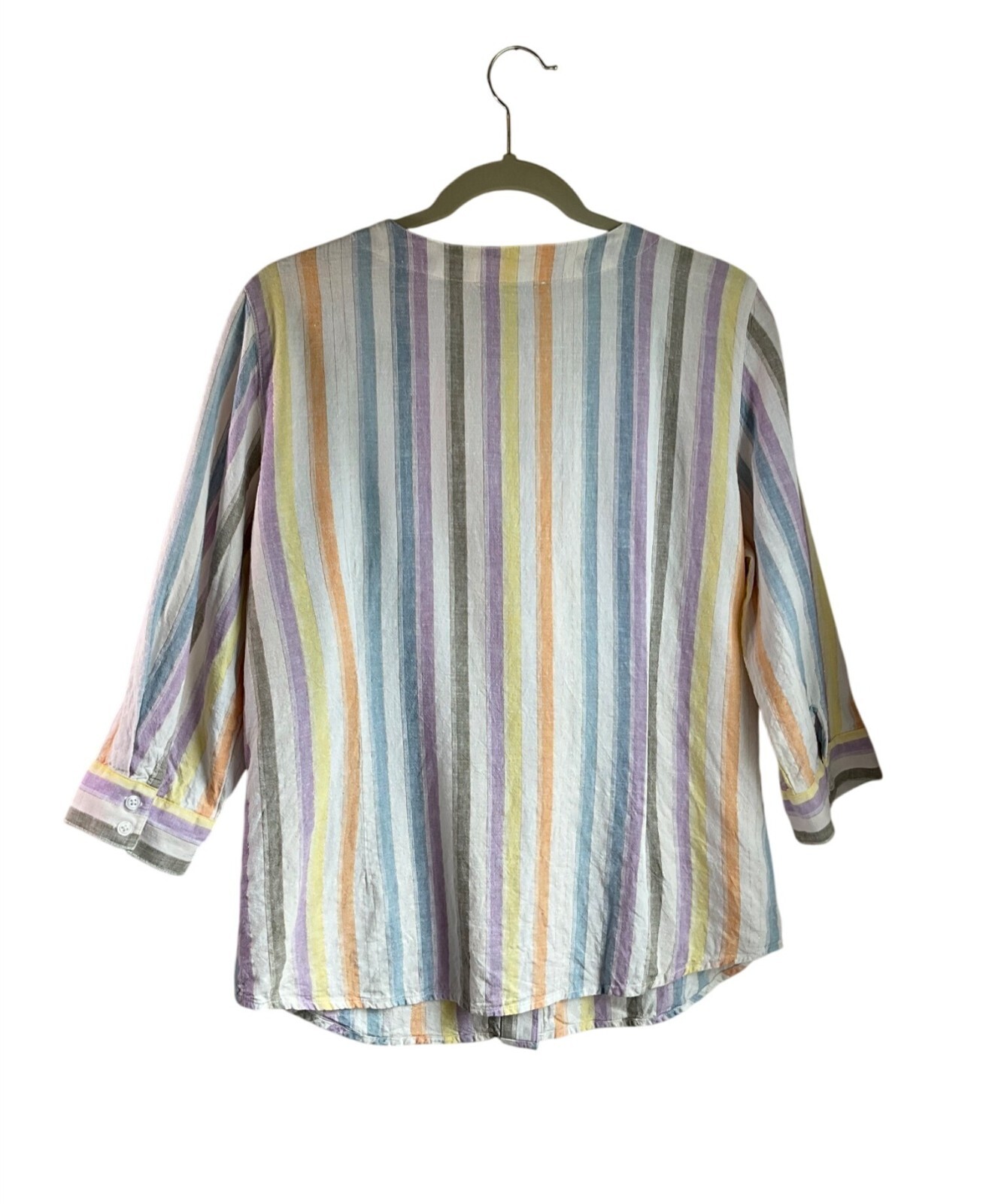 FDJ French Dressing Jeans Medium Striped Linen Blend Shirt Top Multicolor Pastel