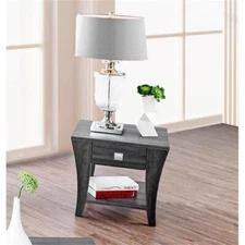 Bowery Hill Transitional Wood Storage End Table in Gray