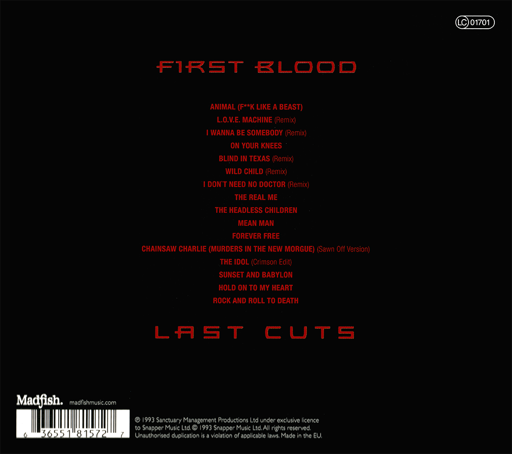 W.A.S.P. ~ First Blood Last Cuts (1993) CD 2019 Madfish Music EU