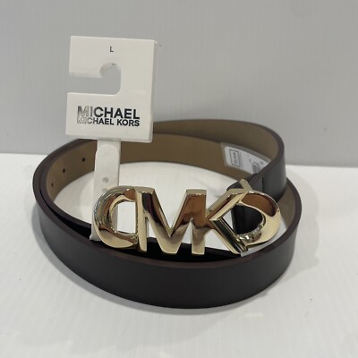 MICHAEL KORS WOMEN LEATHER BELT W GOLD STUD AND BUCKLE in Tan Brown NWT $68 S Michael Kors Womens Belts in Women main image 4