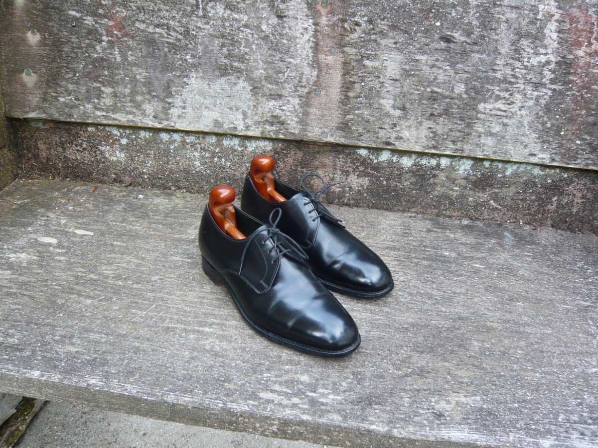 JOSEPH CHEANEY DERBY SHOES VINTAGE BLACK LEATHER UK7 MENS CARRON 