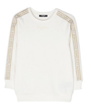 BALMAIN SWEATSHIRT LOGO TRIM WHT BT4Q70 102OR