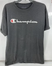 Champion T-Shirt Tee Men's Script Logo Jersey Tee Size L Authentic Classic
