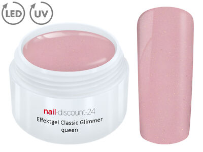 UV LED GEL GLIMMER QUEEN Farbgel Effekt Glitzer Glitter Color Modellage Rosa Tip