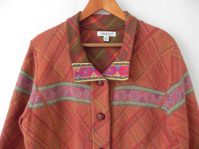 Coldwater Creek Jacket Vintage Style Wool Blend Pockets Multi