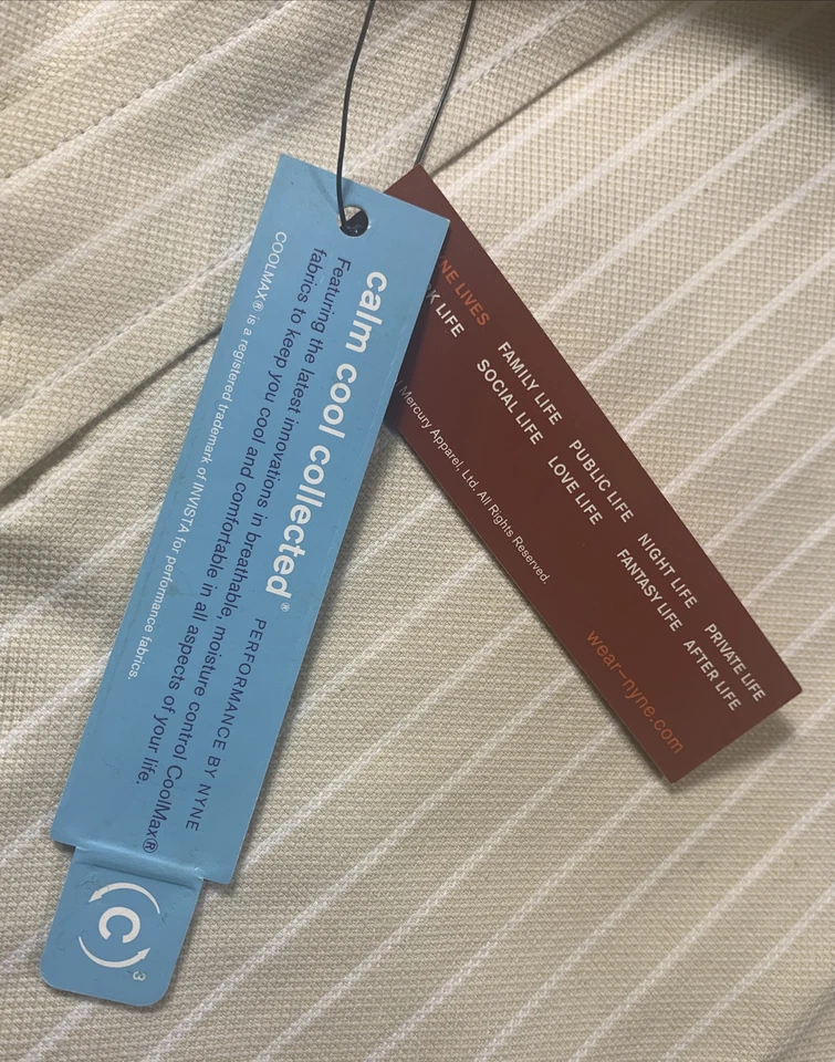 Camisa de vestir nyne talla M Coolmax beige a rayas nueva con etiquetas Foto 4 de 4