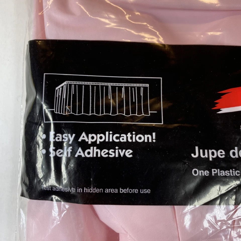 Pink Plastic Table Skirting 29" x 14 w/Easy Stick Tableware Party Decoraitons - Image 2 of 4